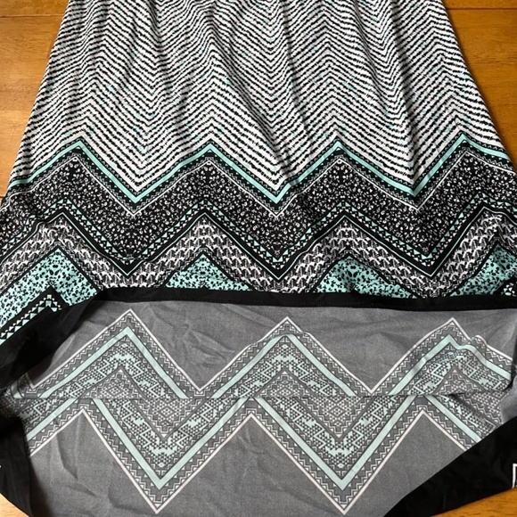 AB Studio Turquoise ZigZag Design Pull On Stretch Column Maxi Skirt, Size XL - Picture 6 of 9